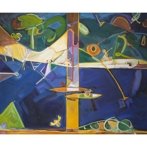Golf & Canoeing on the Cooks River Walk - oil on canvas  91cm x 77cm, $1200